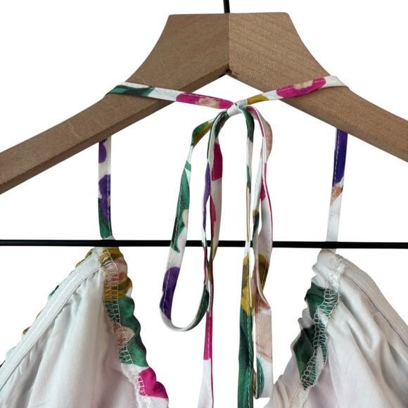 Petal And Pup Womens Top XL Crop Halter Floral Tie Smock V Neck New With Tag - Picture 7 of 10